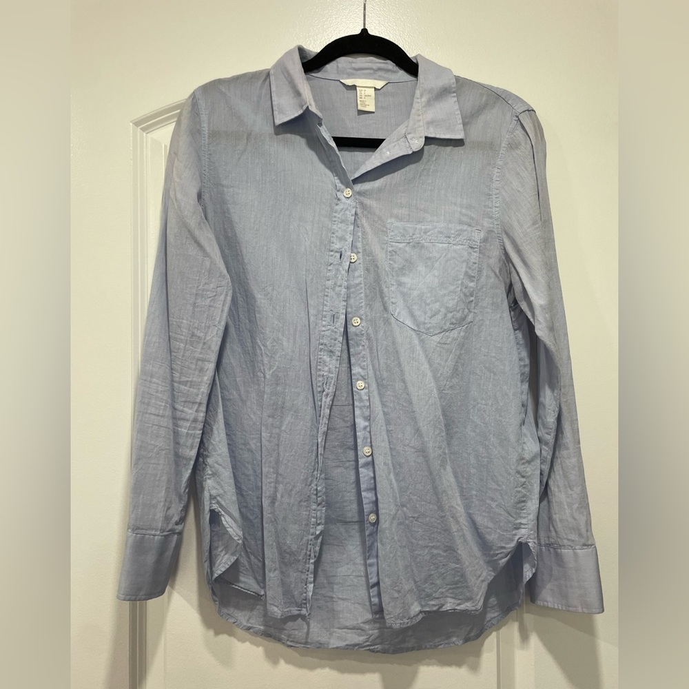 H&M lightweight blue button down shirt! Great to use as a cover up on the beach!